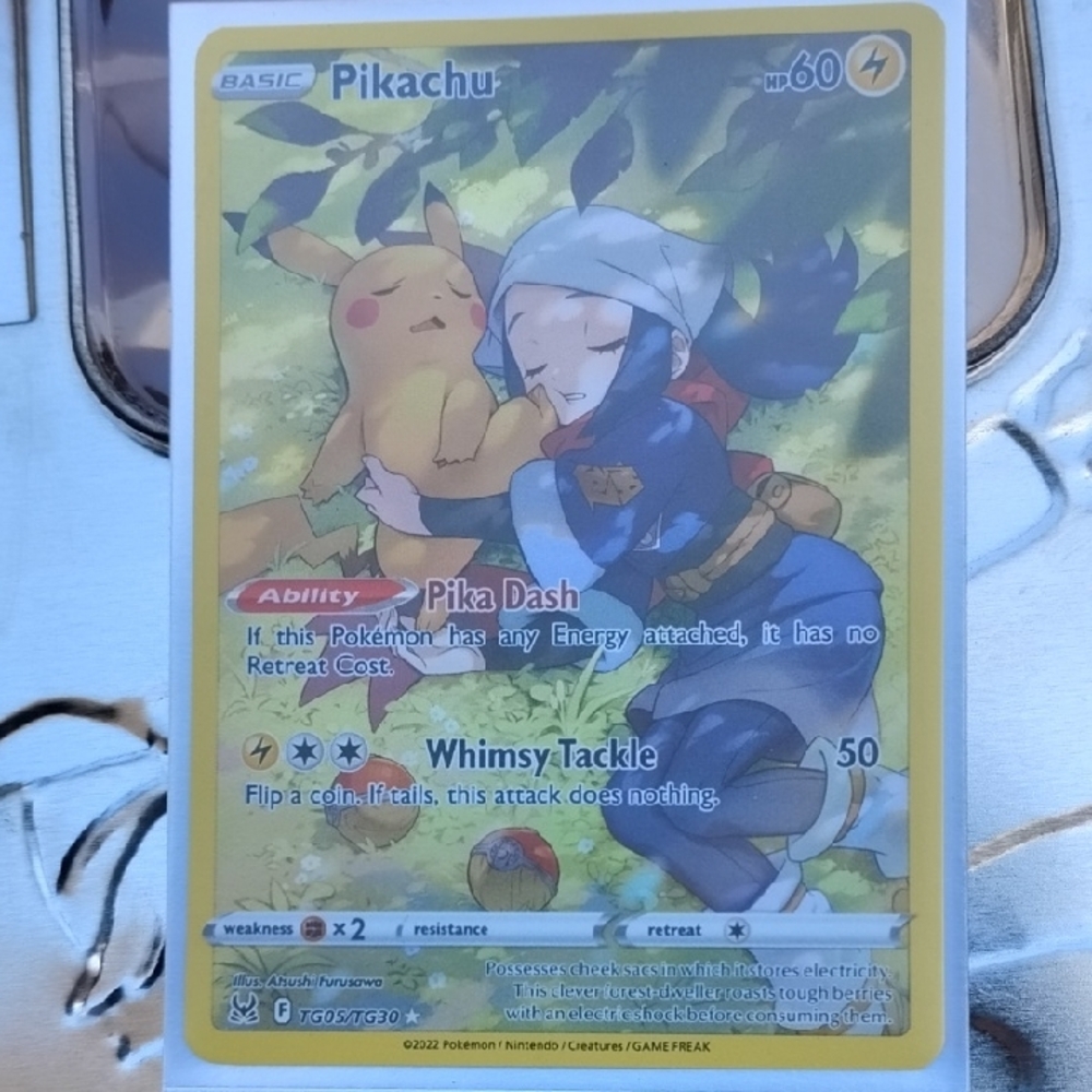 Pikachu Pokémon Card with Whimsicott